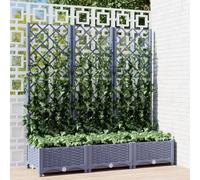 Tidyard Garden Planter Garden Raised Bed with Trellis Trough Planter with Topped Trellis Climbing Plants Flower Raised Bed Pot Dark Grey 120x40x121.5 cm