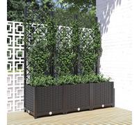 Tidyard Garden Planter Garden Raised Bed with Trellis Trough Planter with Topped Trellis Climbing Plants Flower Raised Bed Pot Black 120x40x136 cm