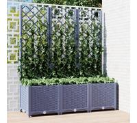 Tidyard Garden Planter Garden Raised Bed with Trellis Trough Planter with Topped Trellis Climbing Plants Flower Raised Bed Pot Dark Grey 120x40x136 cm