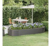Tidyard Garden Planter Steel Raised Bed Planter Box Grow Bed Garden Bed for Flowers, Vegetable, Herbs Powder-coated Steel 249x100x36 cm Grey
