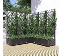 Tidyard Garden Planter with Trellis Garden Raised Bed Trough Planter with Topped Trellis Climbing Plants Flower Raised Bed Pot Black 120x120x121.5 cm