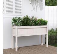 Tidyard Garden Planters Box Raised Garden Bed Plant Pot Outdoor Patio Plant Flower Vegetable Pot Garden Planter with Legs White 110x31x70 cm Solid Wood Pine Raised Bed