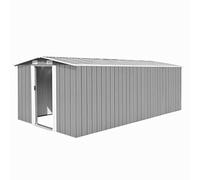 Tidyard Garden Shed 257x489x181 cm Metal Grey Outdoor Storage Shed Garden Storage House for Firewood Garden Tools, Garbage Can Lawn Care Equipment