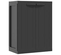 Tidyard Garden Storage Container with Doors and Shelves Plastic Tool Storage Cabinet Garden Furniture Utility Chest Organiser for Patio Black 65x37x85 cm PP Outdoor Furniture