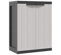 Tidyard Garden Storage Container with Doors and Shelves Plastic Tool Storage Cabinet Garden Furniture Utility Chest Organiser for Patio Grey and Black 65x37x85 cm PP Outdoor Furniture