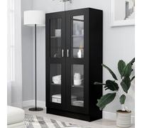 Tidyard Gecheer Sleek Vitrine Cabinet with Spacious Storage & Easy Cleaning, Black Engineered Wood, 82.5 x 30.5 x 150 cm Model802760