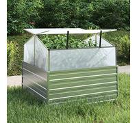 Tidyard Greenhouse with Raised Bed 2-IN-1 Wood Vegetable Planter Bed with Cover Outdoor Vegetable Flower Container 100x100x85 cm Silver
