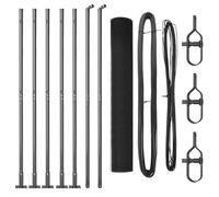 Tidyard Grey Fence Post Set Set of 2 Grey Metal, PVC 10 x 1 m Tough Decoration Fence