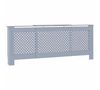 Tidyard Grey MDF Radiator Cover Cabinet with Modern Slatted Design, Adjustable Length, Living Room Decor Model325557