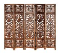 Tidyard Hand Carved 5-Panel Room Divider Brown 200x165 cm Solid Mango Wood Model285335