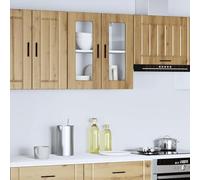 Tidyard Hanging Cabinet Wall Kitchen Cabinet Floating Bathroom Storage Cupboard with Glass Door Porto Artisan Oak 2