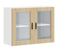 Tidyard Hanging Cabinet Wall Kitchen Cabinet Floating Bathroom Storage Cupboard with Glass Door Porto Sonoma Oak