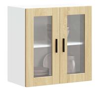 Tidyard Hanging Cabinet Wall Kitchen Cabinet Floating Bathroom Storage Cupboard with Glass Door Porto Sonoma Oak 2