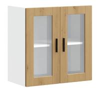 Tidyard Hanging Cabinet Wall Kitchen Cabinet Floating Bathroom Storage Cupboard with Glass Door Porto Artisan Oak 2