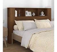 Tidyard Headboard With Built in Cabinets Bedroom Display Shelf Bookcase Bedroom Storage Cabinet Wooden Storage Backboard Bed Accessory Brown Oak 160x18.5x104.5 cm