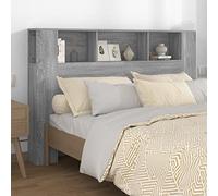 Tidyard Headboard With Built in Cabinets Bedroom Display Shelf Bookcase Bedroom Storage Cabinet Wooden Storage Backboard Bed Accessory Grey Sonoma 160x18.5x104.5 cm