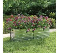 Tidyard Heavy Duty Galvanised Steel Raised Garden Bed Planter - Silver, 160 x 40 x 45 cm - Ideal for Vegetables, Flowers, Herbs on Balconies, Patios, Gardens Model316895