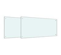 Tidyard Kitchen Backsplash 2 pcs White 100 x 50 cm Tempered Glass splash guard Model3415423