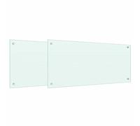 Tidyard Kitchen Backsplash 2 pcs White 90 x 40 cm Tempered Glass splash guard Model3415419
