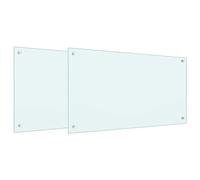 Tidyard Kitchen Backsplash 2 pcs White 90 x 50 cm Tempered Glass splash guard Model3415420
