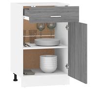 Tidyard Kitchen Cabinet Drawer Bottom Cabinet Kitchen Storage Cupboard Unit with a Drawer and a Door Grey Sonoma 50x46x81,5 cm Engineered Wood