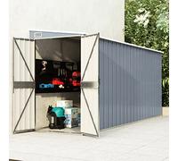 Tidyard Large Galvanized Steel Metal Wall-Mounted Garden Shed with Lockable Plastic Handle - Grey, 118 x 382 x 160/178 cm Model316230
