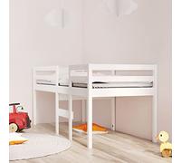 Tidyard Loft Bunk Bed High Sleeper Bed with Safety Guardrail Space-Saving Single Bed Frame for Childern Teens Kids Bedroom Furniture White 75x190 cm 2FT6 Small Single Solid Wood Pine Bed