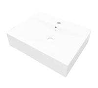 Tidyard Luxury Ceramic Basin Rectangular Sink White with Faucet Hole Sink Model140686