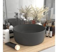 Tidyard Luxury Wash Basin Round Matt Dark Grey 40x15 cm Ceramic Sink Model147016