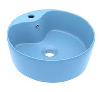 Tidyard Luxury Wash Basin with Overflow Matt Light Blue 36x13 cm Ceramic Sink Model147033
