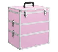 Tidyard Make-up Case 37x24x40 cm Pink Aluminium Cosmetic Box Model91841