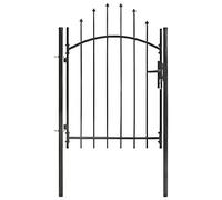 Tidyard Metal Garden Gate with Arched Top Steel Locking System Classic Scroll Gates 1x1.75 m Black