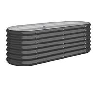 Tidyard Metal Raised Garden Beds, Garden Planter, Oval Large Garden Bed Kit, Indoor Outdoor Flower Herb Vegetables Planter Powder-coated Steel 114x40x36 cm Anthracite 628
