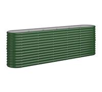 Tidyard Metal Raised Garden Beds, Garden Planter, Oval Large Garden Bed Kit, Indoor Outdoor Flower Herb Vegetables Planter Powder-coated Steel 224x40x68 cm Green 647