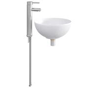 Tidyard Modern Bathroom Wash Basin, Chrome Ceramic, 32x32x13 cm, with Faucet and Quick Drain, Heat Resistant, Easy to Clean, for Indoor Contemporary Bathroom 890242
