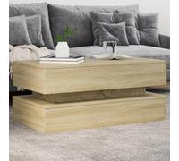 Tidyard Modern LED Coffee Table with RGB Lights - Engineered Wood, Sonoma Oak, 90 x 50 x 40 cm - Side/Tea/Telephone Table Model839863