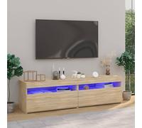 Tidyard Modern LED Light TV Cabinets - Sonoma Oak, Engineered Wood, 75x35x40 cm, RGB - Organize Your Room Model804398