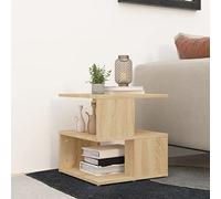 Tidyard Modern Oak Side Table with 2 Shelves - Engineered Wood, 40x40x40 cm, Easy to Clean Model806295