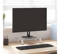 Tidyard Monitor Stand Riser, Laptop Stand for Desk, Monitor Desk Stand Riser, Laptop Desk Printer Stand for Home & Office White 40x20x8 cm Tempered Glass and Metal TV Cabinet