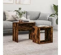 Tidyard Nest of Tables Coffee Tables Living Room Furniture Nesting Tables Set of 2 pcs Smoked Oak Engineered Wood Type 3