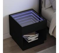 Tidyard Nightstands Bedside Tables Bedroom Storage Furniture Bedside Table with Infinity LED Black 50x50x50 cm