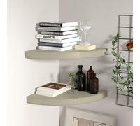 Tidyard Oak Corner Shelf, Floating Wall Display for Books & Decor - 13.8 x 13.8 x 1.5in Model323926