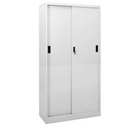 Tidyard Office Cabinet Filing Locking Office Storage Cabinet for File Storage with Sliding Door Light Grey 90x40x180 cm Steel