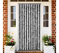 Tidyard Outdoor Fly Curtain Door Curtain Fly Screens Insect Screen For Indoor and Outdoor Use For Keeping Out Flies, Insects, Wasps Grey and White 100x220 cm Chenille