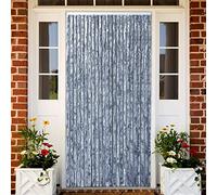 Tidyard Outdoor Fly Curtain Door Curtain Fly Screens Insect Screen For Indoor and Outdoor Use For Keeping Out Flies, Insects, Wasps Silver 90x220 cm Chenille