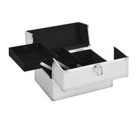 Tidyard Portable Make-up Case 22x30x21 cm Silver Aluminium for Home Travel Supplies Makeup Box Model91828