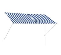 Tidyard Retractable Awning Patio Sunshade Shelter Panel Privacy Screen for Balcony, Terrace and Garden 250x150 cm Blue and White Awning
