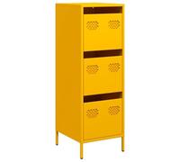 Tidyard Sideboard Freestanding Storage Cupboard Tall Storage Cabinet Bookcase for Living Room Bedroom Office Mustard Yellow 39x35x103.5 cm Steel
