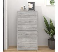 Tidyard Sideboard Side Cabinet Chest of Drawers 6 Drawers Cabinet Storage Cupboard Unit for Dining Room Living Room Grey Sonoma 50x34x96 cm Engineered Wood