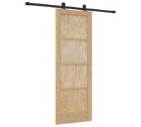 Tidyard Sliding Door with Hardware Set 73.5x198.5 cm Solid Wood Pine Sliding Gate Kit Model3333326